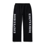 BXR FLOCKED STRAIGHT LEG SWEATPANTS: BLACK